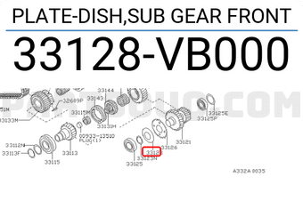 Nissan 33128VB000 PLATE-DISH,SUB GEAR FRONT