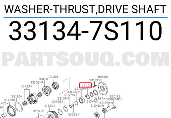 Nissan 331347S110 WASHER-THRUST,DRIVE SHAFT