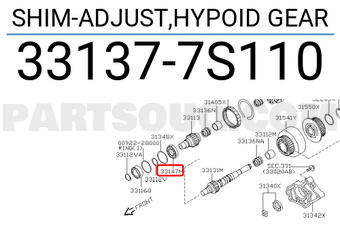Nissan 331377S110 SHIM-ADJUST,HYPOID GEAR