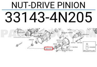 Nissan 331434N205 NUT-DRIVE PINION