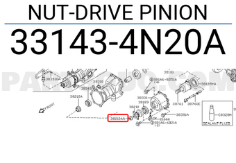 Nissan 331434N20A NUT-DRIVE PINION