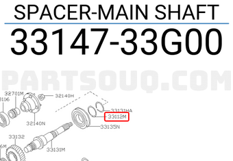 Nissan 3314733G00 SPACER-MAIN SHAFT