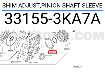 Nissan 331553KA7A SHIM ADJUST,PINION SHAFT SLEEVE
