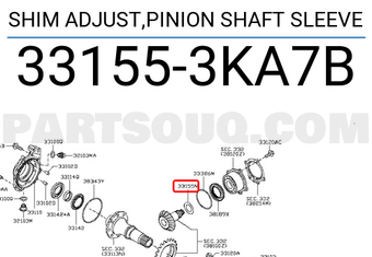 Nissan 331553KA7B SHIM ADJUST,PINION SHAFT SLEEVE
