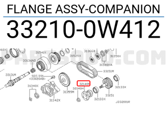 Nissan 332100W412 FLANGE ASSY-COMPANION