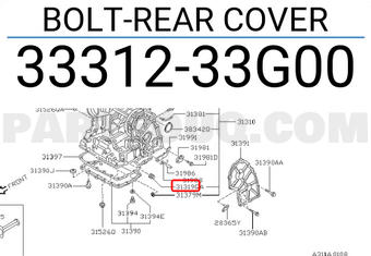 Nissan 3331233G00 BOLT-REAR COVER