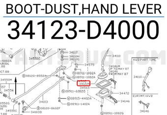 Nissan 34123D4000 BOOT-DUST,HAND LEVER