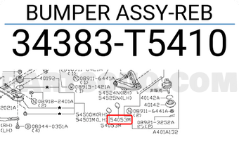 Nissan 34383T5410 BUMPER ASSY-REB