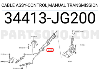 Nissan 34413JG200 CABLE ASSY-CONTROL,MANUAL TRANSMISSION