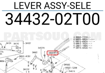 Nissan 3443202T00 LEVER ASSY-SELE
