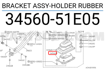 Nissan 3456051E05 BRACKET ASSY-HOLDER RUBBER