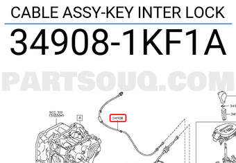 Nissan 349081KF1A CABLE ASSY-KEY INTER LOCK