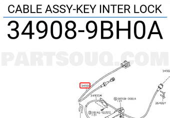 Nissan 349089BH0A CABLE ASSY-KEY INTER LOCK