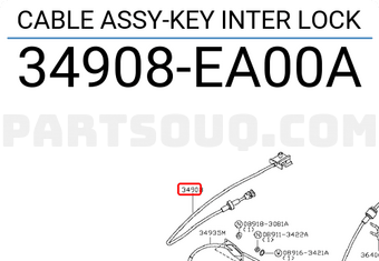 Nissan 34908EA00A CABLE ASSY-KEY INTER LOCK