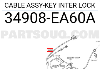 Nissan 34908EA60A CABLE ASSY-KEY INTER LOCK