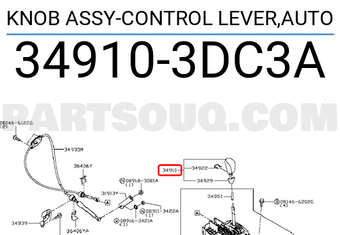 Nissan 349103DC3A KNOB ASSY-CONTROL LEVER,AUTO