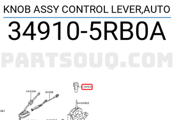 Nissan 349105RB0A KNOB ASSY CONTROL LEVER,AUTO