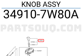 Nissan 349107W80A KNOB ASSY