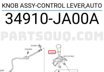 Nissan 34910JA00A KNOB ASSY-CONTROL LEVER,AUTO