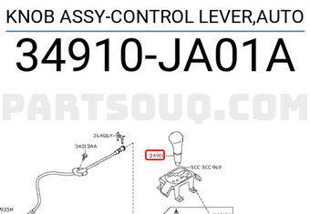 Nissan 34910JA01A KNOB ASSY-CONTROL LEVER,AUTO