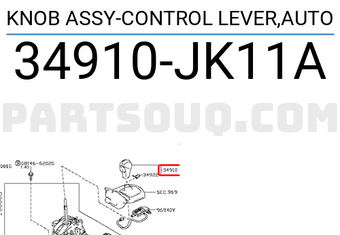 Nissan 34910JK11A KNOB ASSY-CONTROL LEVER,AUTO