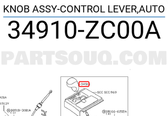 Nissan 34910ZC00A KNOB ASSY-CONTROL LEVER,AUTO