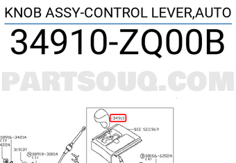 Nissan 34910ZQ00B KNOB ASSY-CONTROL LEVER,AUTO