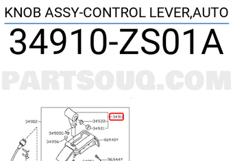 Nissan 34910ZS01A KNOB ASSY-CONTROL LEVER,AUTO