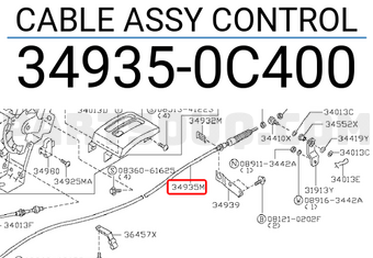 Nissan 349350C400 CABLE ASSY CONTROL