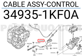 Nissan 349351KF0A CABLE ASSY-CONTROL