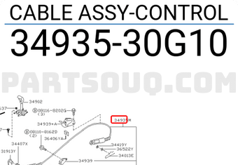 Nissan 3493530G10 CABLE ASSY-CONTROL