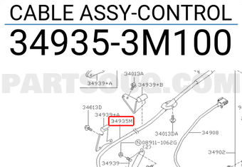Nissan 349353M100 CABLE ASSY-CONTROL