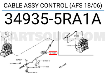 Nissan 349355RA1A CABLE ASSY CONTROL (AFS 18/06)