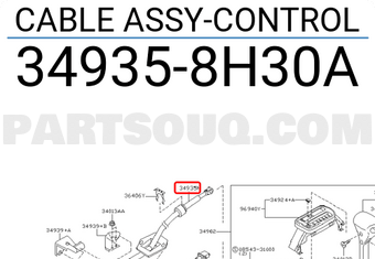 Nissan 349358H30A CABLE ASSY-CONTROL