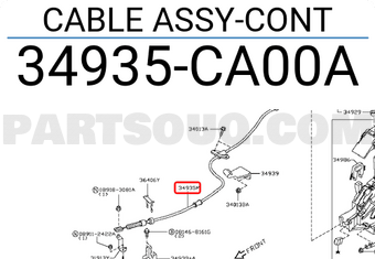 Nissan 34935CA00A CABLE ASSY-CONT