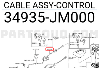 Nissan 34935JM000 CABLE ASSY-CONTROL