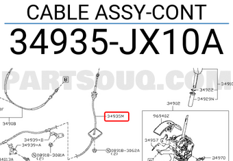 Nissan 34935JX10A CABLE ASSY-CONT