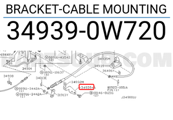 Nissan 349390W720 BRACKET-CABLE MOUNTING