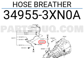 Nissan 349553XN0A HOSE BREATHER