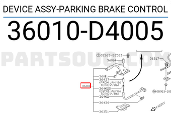 Nissan 36010D4005 DEVICE ASSY-PARKING BRAKE CONTROL