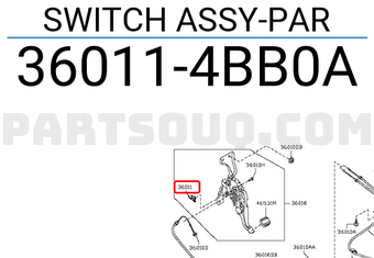 Nissan 360114BB0A SWITCH ASSY-PAR
