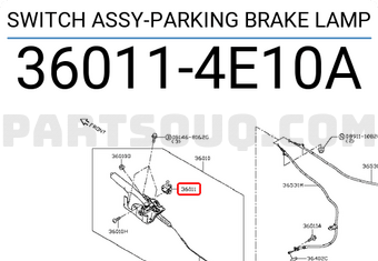 Nissan 360114E10A SWITCH ASSY-PARKING BRAKE LAMP