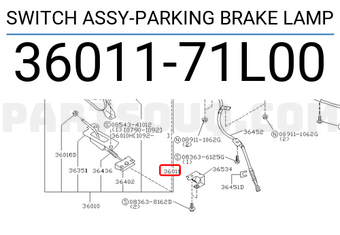 Nissan 3601171L00 SWITCH ASSY-PARKING BRAKE LAMP