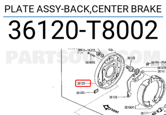 Nissan 36120T8002 PLATE ASSY-BACK,CENTER BRAKE
