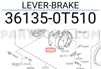 Nissan 361350T510 LEVER-BRAKE