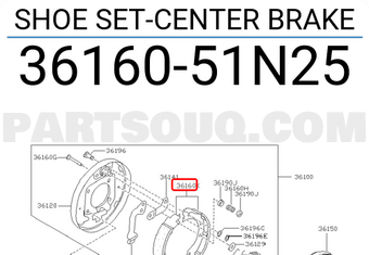 Nissan 3616051N25 SHOE SET-CENTER BRAKE