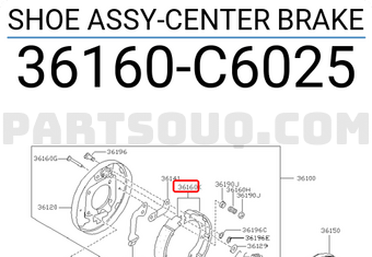 Nissan 36160C6025 SHOE ASSY-CENTER BRAKE