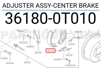 Nissan 361800T010 ADJUSTER ASSY-CENTER BRAKE