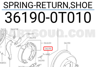 Nissan 361900T010 SPRING-RETURN,SHOE