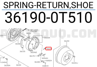 Nissan 361900T510 SPRING-RETURN,SHOE